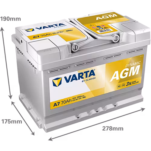 Varta Akü A7 12V 70 Ah Amper 760EN DYNAMIC AGM Start-Stop